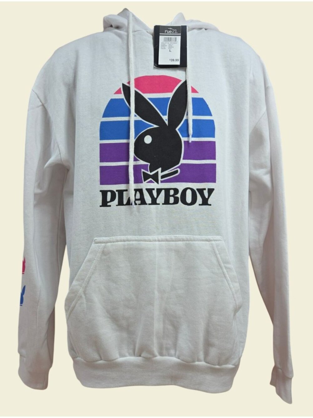 Playboy Unisex White Hoodie Large By Rue21 NWT